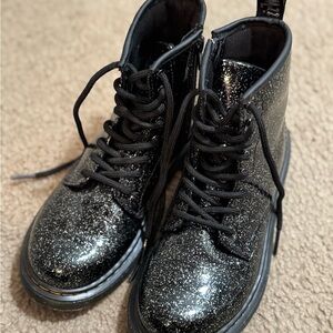 Dr. Martens Black Glitter Lace-Up Boots